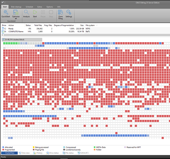 Block view of a heavily fragmented drive